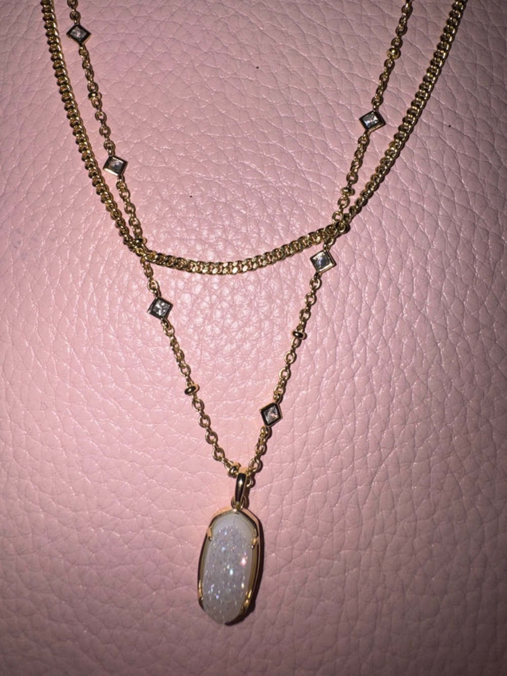Kendra Scott Elisa Linear Multi-Strand Necklace / Iridescent Drusy - Gold